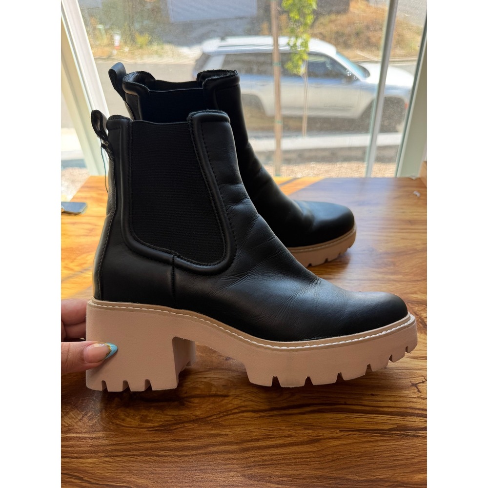 Dolce Vita  Black Leather Lug Sole Chelsea Boots Women 9.5